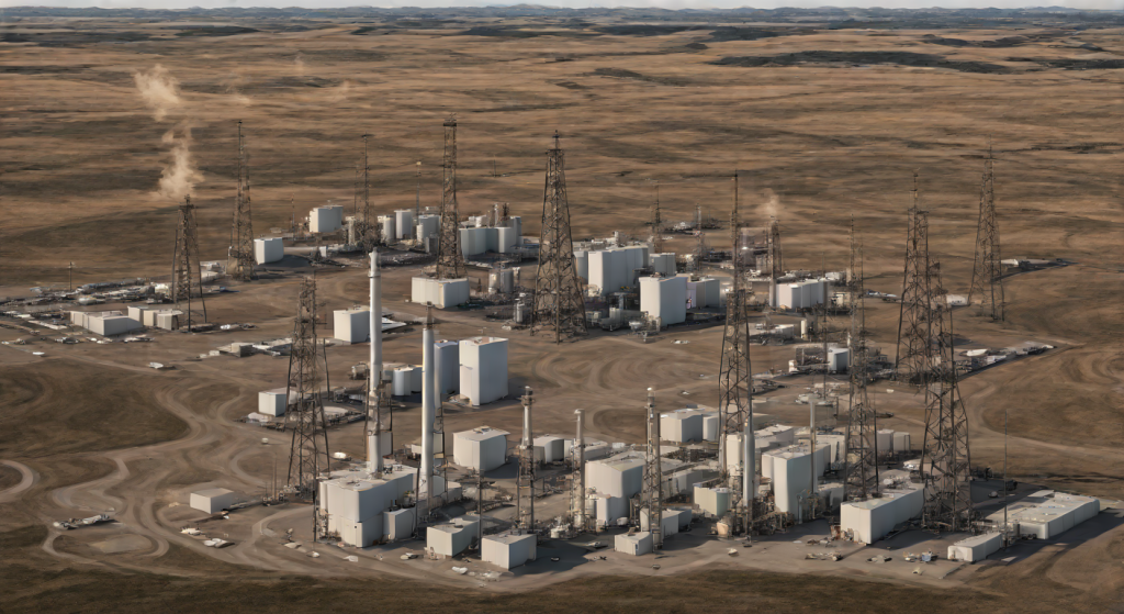 Natural gas generating station and high-voltage switchyard on the Wyoming high plains serving a data center campus